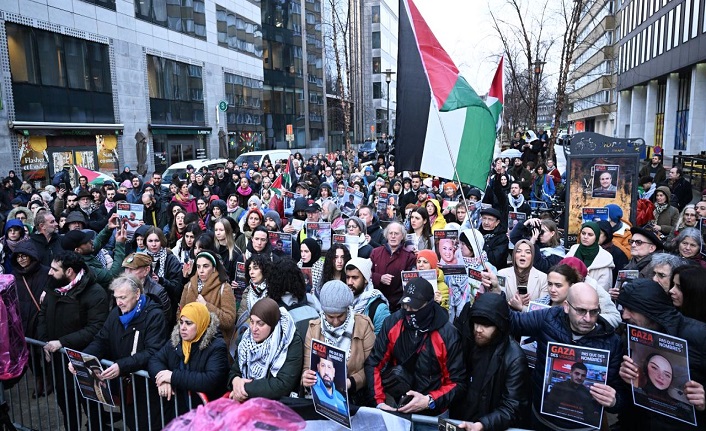 Brüksel'de AB toplantısı sırasında Filistin'e destek gösterisi düzenlendi