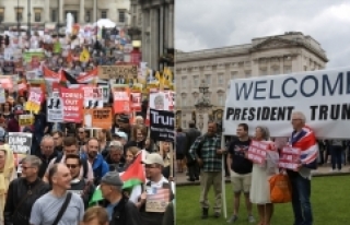Trump Londra'da protestocularını değil destekçilerini...